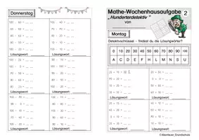 Vorschau - Arbeitsblätter - Wochenhausaufgabe Hundertertafel - Seite 3