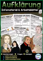 Vorschau - Unterrichtsreihen - Aufklärung Infomaterial & Arbeitsblätter | Berühmte Aufklärer Voltaire & Co. - Vernunft, Rationalismus, Empirismus - Maria Theresia - Joseph II. - Friedrich II. - Deckblatt