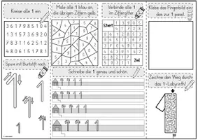 Vorschau - Unterrichtsreihen - Mini-Lapbook | Ziffer 1 | Zifferneinführung - Seite 1