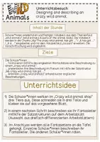 Vorschau - Stundenentwürfe - UNTERRICHTSBESUCH: WILD ANIMALS - My crazy wild animal - Ein Fantasie Tier beschreiben - Seite 1