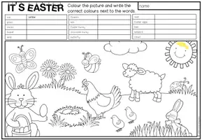 Vorschau - Arbeitsblätter - Easter Englisch – Ostern, Easter Vocabulary, Osterwortschatz, Colours, Farben, Reading, Reading Comprehension, Leseverstehen, Read and Colour | differenziertes Arbeitsblatt, Lesetraining 3., 4., 5. Klasse, Grundschule, Sekundarstufe - Seite 2