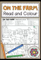 Vorschau - Arbeitsblätter - Farm Englisch – Bauernhof, Farm Animals, Tiere auf dem Bauernhof, Farm Vocabulary, Wortschatz, Reading, Reading Comprehension, Leseverstehen, Read and Colour | differenziertes Arbeitsblatt, Lesetraining 3., 4., 5. Klasse, Grundschule, Sekundarstufe - Deckblatt