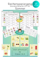 Vorschau - Arbeitsblätter - Rechenspaziergang SOMMER Grundrechenarten Zahlenraum 100 - 2 Differenzierungen - Klasse 2 - Deckblatt