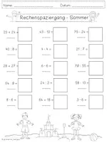 Vorschau - Arbeitsblätter - Rechenspaziergang SOMMER Grundrechenarten Zahlenraum 100 - 2 Differenzierungen - Klasse 2 - Seite 2