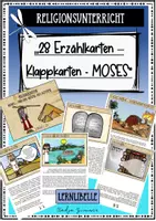 Vorschau - Unterrichtsreihen - Religion: 28 Erzählkarten / Klappkarten Moses - und der Auszug aus Ägypten, Religionsunterricht - Deckblatt