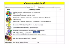 Vorschau - Arbeitsblätter - WOCHENPLANARBEIT für ein ganzes Schuljahr – WoPla 10/20 - Deckblatt