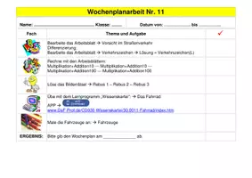 Vorschau - Arbeitsblätter - WOCHENPLANARBEIT für ein ganzes Schuljahr – WoPla 11/20 - Deckblatt