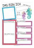 Vorschau - Arbeitsblätter - Das bin ich - Seepferdchenklasse (sich vorstellen) - Seite 1