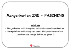 Vorschau - Arbeitsblätter - Differenzierte Mengenkarten ZR5 - FASCHING- Klettaufgabe (TEACCH) - Seite 1