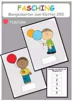 Vorschau - Arbeitsblätter - Differenzierte Mengenkarten ZR5 - FASCHING- Klettaufgabe (TEACCH) - Deckblatt
