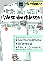 Vorschau - Präsentationen/Tafelbilder - Anwesenheitskontrolle für die Waschbärklasse | kostenlos - Deckblatt