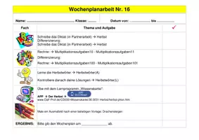 Vorschau - Arbeitsblätter - WOCHENPLANARBEIT für ein ganzes Schuljahr – WoPla 16/20 - Deckblatt