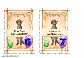 Vorschau - Poster - Geburtstagsaufsteller & -kärtchen Erdmännchen MIT Zahlenkerzen - Seite 1