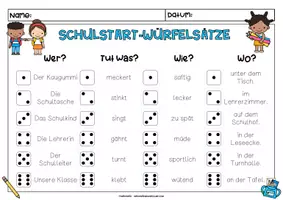 Vorschau - Unterrichtsreihen - KOSTENLOS! Lustige Würfelsätze zum SCHULSTART - Seite 1