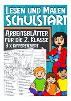 Vorschau - Arbeitsblätter - Lesen und Malen Schulstart 2. Klasse - Deckblatt