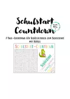 Vorschau - Arbeitsblätter - Postkarten Schulstart Countdown mit Suchsel Rätsel - Deckblatt