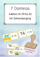 Vorschau - Spiele - 7 Dominos zur Addition mit Zehnerübergang im ZR bis 20 - Deckblatt