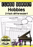 Vorschau - Arbeitsblätter - Hobbies - Class Survey Englisch Grundschule (Klasse 3–4) – Interview & Speaking Activity für Wortschatztraining Hobbys | Arbeitsblätter - Deckblatt
