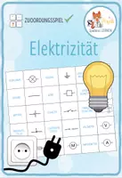 Vorschau - Stationenlernen - Elektrizität: Schaltzeichen – Zuordnungsspiel / Paare Finden Spiel - Deckblatt