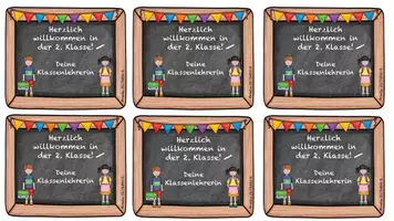 Vorschau - Bildkarten - Kärtchen Willkommensgruß Klasse 2 - Seite 1