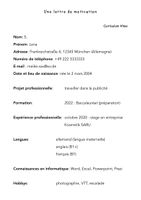 Une lettre de motivation - poser sa candidature – Unterrichtsmaterial