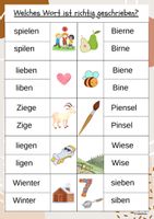 Klammerkarte Wörter mit ie – Unterrichtsmaterial im Fach Deutsch