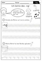 Wörter mit ng / nk Arbeitsblätter für Deutsch inklusive Minilesespur