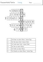 Kreuzworträtsel Familie für die 2.Klasse – Unterrichtsmaterial in den ...