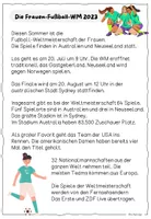 Vorschau - Arbeitsblätter - Frauen Fußball WM / Lesetext mit Material - Seite 1