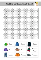 Vorschau - Arbeitsblätter - clothes - word search - Seite 2
