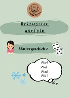 Vorschau - Arbeitsblätter - Wintergeschichte würfeln Reizwortgeschichte - Deckblatt