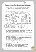 Vorschau - Arbeitsblätter - Lesen, verstehen & malen · 2/3 · 3-fach differenziert · Halloween - Seite 2