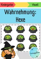 Vorschau - Aufgabenkarten - Visuelle Wahrnehmung: Hexe / Halloween - Deckblatt
