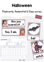 Vorschau - Arbeitsblätter - Halloween - Flashcards und differenzierte Klassenumfrage (class survey) - Deckblatt