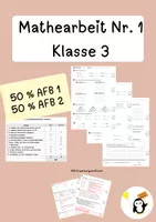 Vorschau - Klassenarbeiten - Mathearbeit Nr. 1 Klasse 3 - Deckblatt
