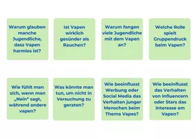 Vorschau - Aufgabenkarten - Verantwortung: Gesprächskarten zum Thema Vapes - Seite 1