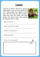 Vista previa - Hojas de trabajo - ANIMALS Reading Pack - Lecturas Temáticas Inglés Multinivel (1º a 6º Primaria) - página 3