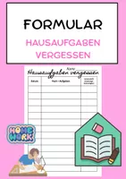 Vorschau - Anderer Materialtyp - Hausaufgaben vergessen - Übersichtsblatt - Deckblatt