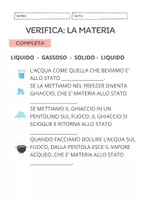 VERIFICA SEMPLIFICATA DI SCIENZE - gli stati della materia - Materiale didattico per la materia Scienze naturali VERIFICA SEMPLIFICATA DI SCIENZE - gli stati della materia - Materiale didattico per la materia Scienze naturali
