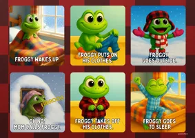 Vorschau - Mal- und Bastelvorlagen - Dress the Frog Flipbook - Seite 1