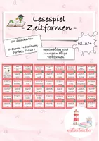Vorschau - Stationenlernen - Zeitformen Lesespiel Präsens, Präteritum, Perfekt, Futur I - Deckblatt
