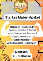 Vorschau - Arbeitsblätter - Starkes Materialpaket – Balladen (wachsend) – Goethe, Schiller & Geibel | Lesen, Verstehen, Deuten & kreativ Anwenden | Klassenarbeit + Arbeitsblätter + Lösungen (Deutsch 7./8. Klasse) - Deckblatt