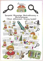Vorschau - Arbeitsblätter - Wimmeliges Abschreibtraining in Wortartenhausen: XXL Sparpaket (Frühling, Ostern, Sommer & mehr / wachsend) - Deutsch - Kl. 3/4 - Deckblatt
