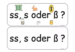 Tafelmaterial Rechtschreibung s, ss oder ß? (Wort-Bild-Karten ...