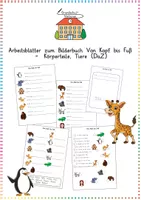 Arbeitsblätter zum Bilderbuch 'Von Kopf bis Fuß' - Körperteile/ Tiere ...