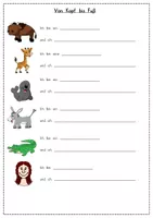 Arbeitsblätter zum Bilderbuch 'Von Kopf bis Fuß' - Körperteile/ Tiere ...