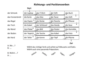 Positionsverben Richtungsverben Wechselpräpositionen Brettspiel ...