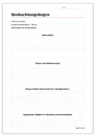 Vorlage Beobachtungsbogen - Verhaltensbeobachtung – Unterrichtsmaterial ...