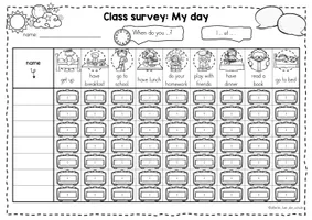 Survey Daily Routine Fieldwork Class survey/Interview - Daily routines and time – Unterrichtsmaterial ...