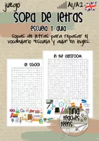 Sopa de letras inglés - aula y escuela, school & classroom | ESL, EFL ...